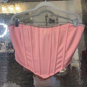 Pink Corset Top Rhinestone Detail
